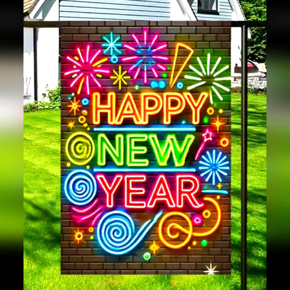 Happy New Year Garden Sized Flag